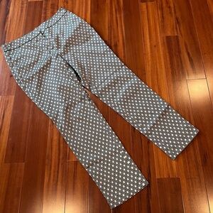 Chicos Gold Black Pants Geometric Diamond Print Pattern Dressy‎ Cotton Poly Sz S